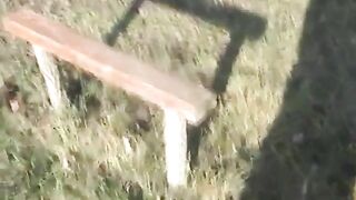 Dirty nasty slut poops outdoor