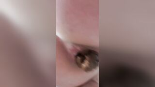 Shaved pussy and asshole dropping pretty dookie