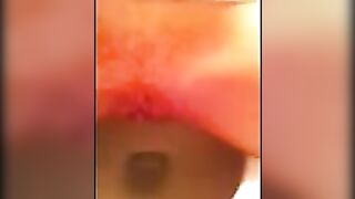 Slutty horny girl leaking shit closeup