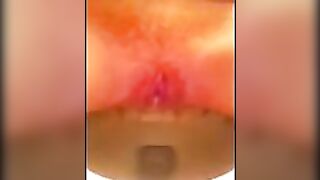 Slutty horny girl leaking shit closeup