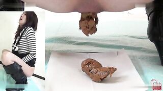 Beautiful Asian release messy amount of filthy poop