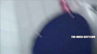 Blonde mature milf shitting in the toilet