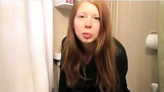 Girl eats shit from the toilet and wipes her mouth with toilet paper