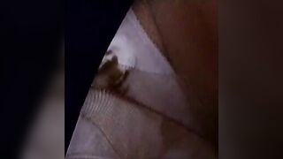 Woman spreads ass on toilet pissing with white panties