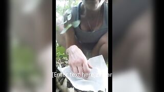 Busty amateur lady forest shit