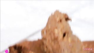 Seudctive German brunette babe showing her big turd