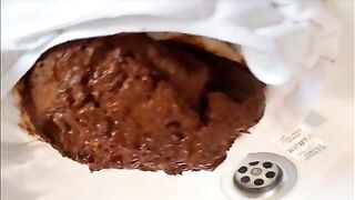 Shitting a thick load on her white panty