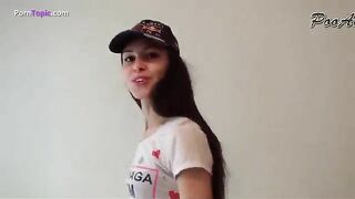 Woman spreads asshole with feces leaking onto floor