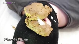 Slut eats shit