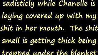 Girl lays face-down in shit with a pink feather mask on