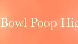 Girl takes a big shit into a bowl