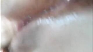 Blonde spreads ass and piss dribbles out