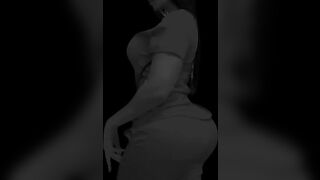 Woman squeezes out a huge shit