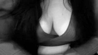 Woman squeezes out a huge shit