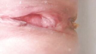 Woman shits in an adult diaper