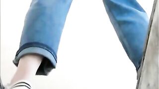 Woman takes a slimy shit with a small anal gape