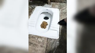 Slut steps in shit that fell out of toilet