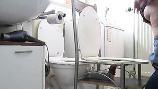 Woman eats shit off the toilet lid