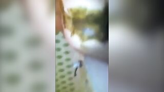 Girl eats shit from a bowl.