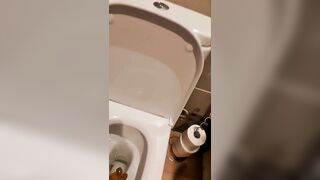 Girl takes a big shit on the toilet