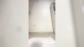 Hot chick squats and makes a big turd on the floor