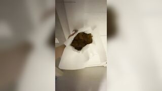 Hot chick squats and makes a big turd on the floor