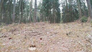Mia shits in woods