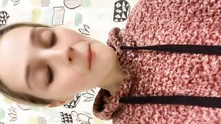 Woman eats a pile of shit on a toilet