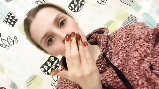 Woman eats a pile of shit on a toilet