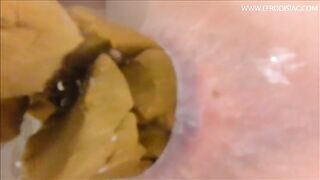Woman eats shit from the toilet