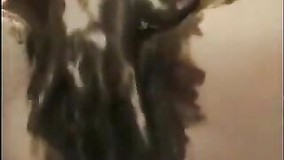 Girl has her asshole stretched and stuffed with a chubby stick