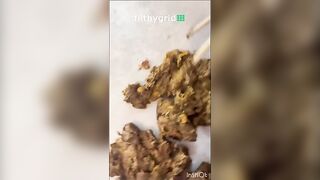 Slut takes a huge shit on the floor