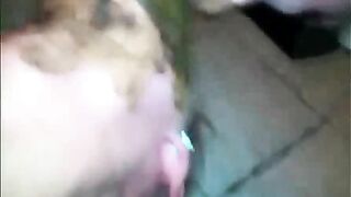 Girl drinks shit from her ass while lying on the floor.