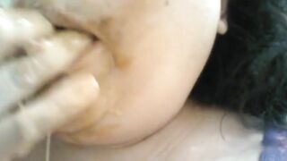Girl uses her mouth to lick asshole and shit