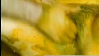 Slut smears shit all over her face and eats it