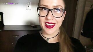 Woman facefucks herself with a giant shit meatball