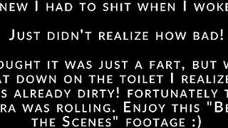 Girl takes a huge shit in a toilet and leaves it for the viewer
