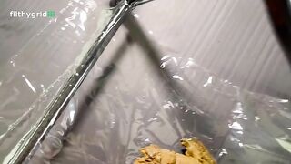 Woman takes a huge shit on a gynecological chair