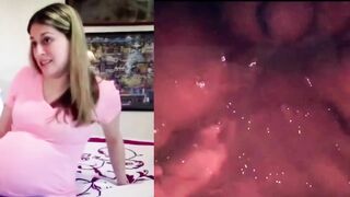 Pregnant slut takes a huge shit in bed
