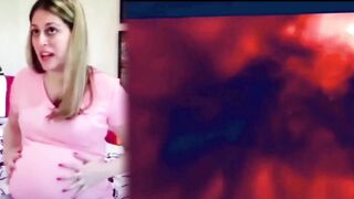 Pregnant slut takes a huge shit in bed