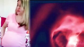 Pregnant slut takes a huge shit in bed