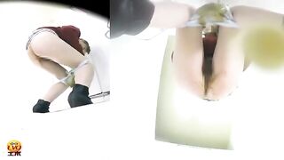 Girl takes a massive shit in a toilet and cleans up with her hands