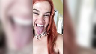 Woman takes a big shit and eats it off the floor