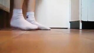 Girl squats and takes a shit on the floor while eating it with her mouth