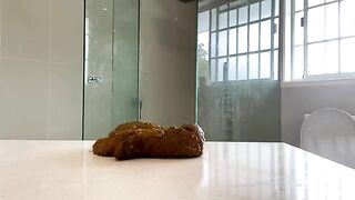 Girl drops a dump on the counter