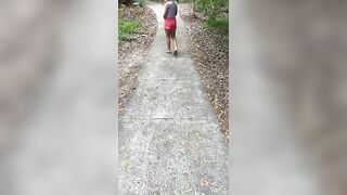 Lady walks around in pink panties with a full ass