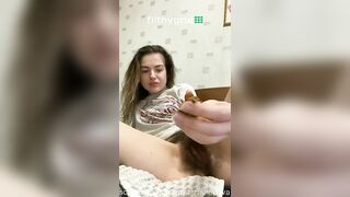 Girl eats shit from her partner's ass