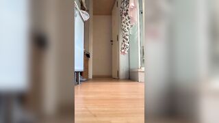 Slut takes a shit in a bowl while wearing shiny boots