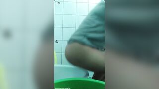 Girl takes a big shit in the shower