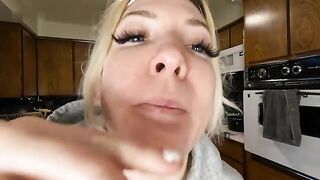 Girl eats shit with a spoon